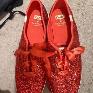 Keds x Kate Spade Red Glitter Sneakers
